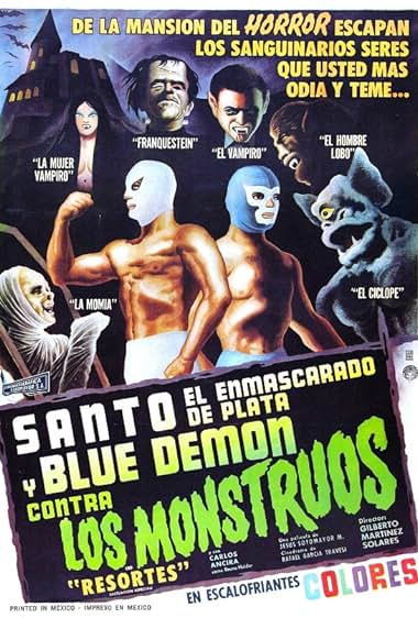 Santo el enmascarado de plata y Blue Demon contra los monstruos